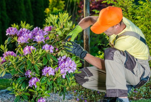Gardener discussing a complaint with a client at a garden site